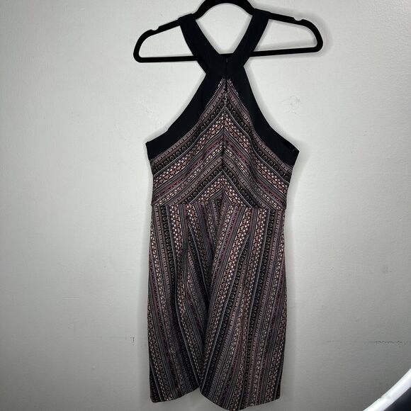 BCBG Generation Criss Cross Fit & Flare MultiColor Jacquard Halter Mini Dress 12 - Picture 4 of 15